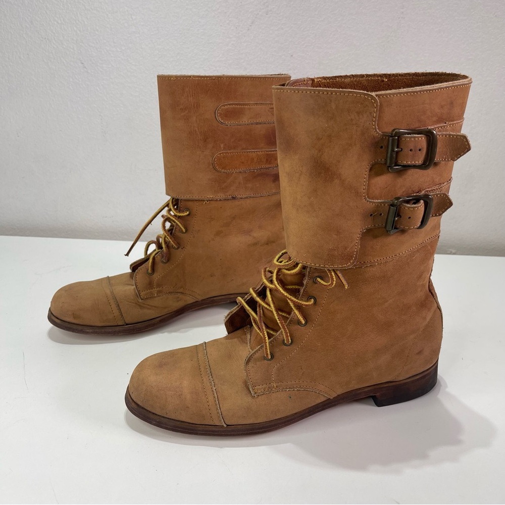 Vtg. Rare Polo Ralph Lauren Military Combat Boots Leather Suede Double Buckle 7
